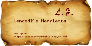 Lencsés Henrietta névjegykártya