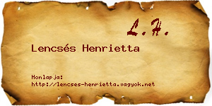 Lencsés Henrietta névjegykártya
